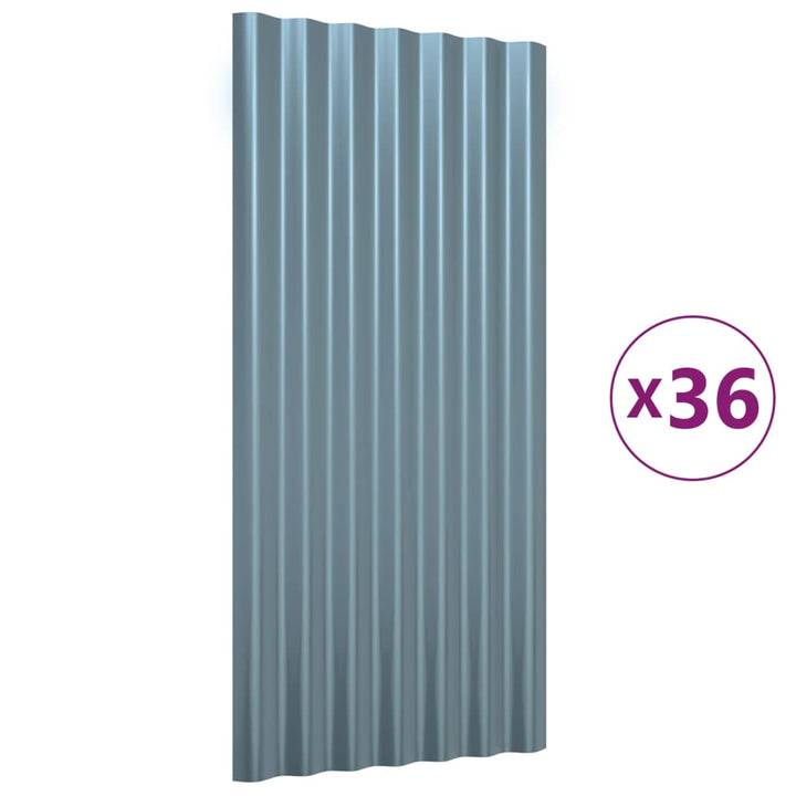 tagplader 36 stk. 80x36 cm pulverlakeret stål grå
