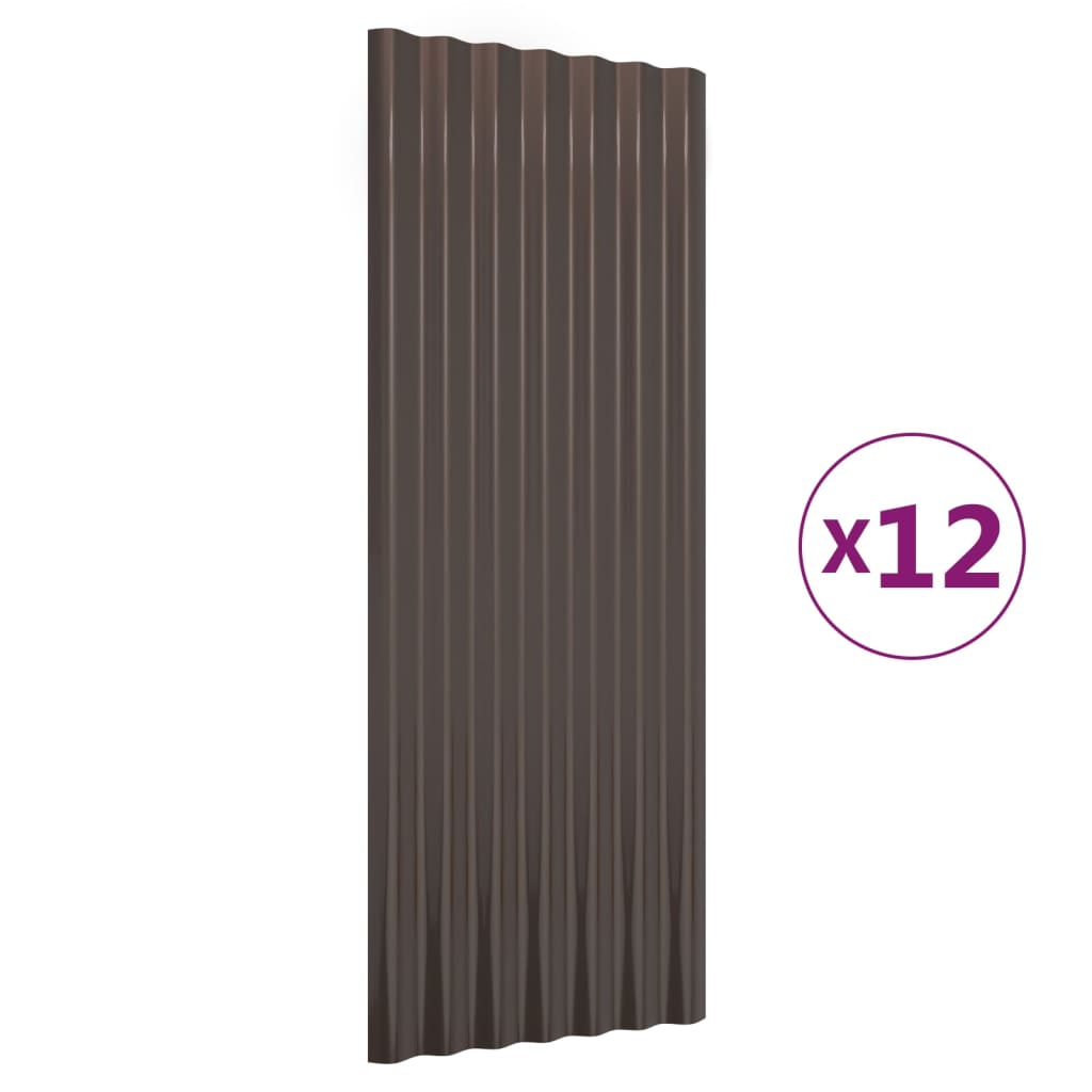 tagplader 12 stk. 100x36 cm pulverlakeret stål brun