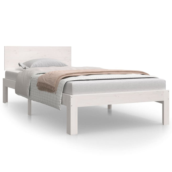 sengestel 90x200 cm massivt fyrretræ hvid
