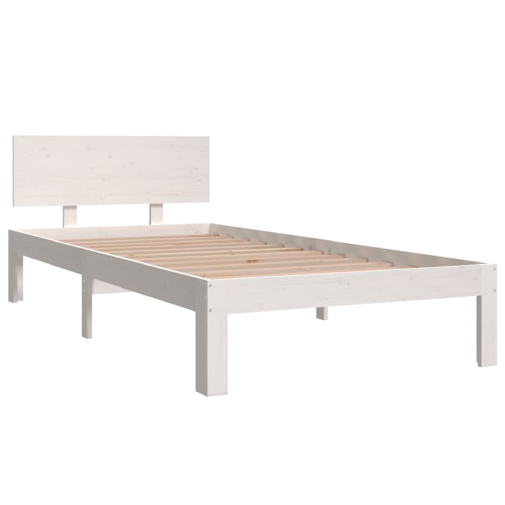sengestel 90x200 cm massivt fyrretræ hvid