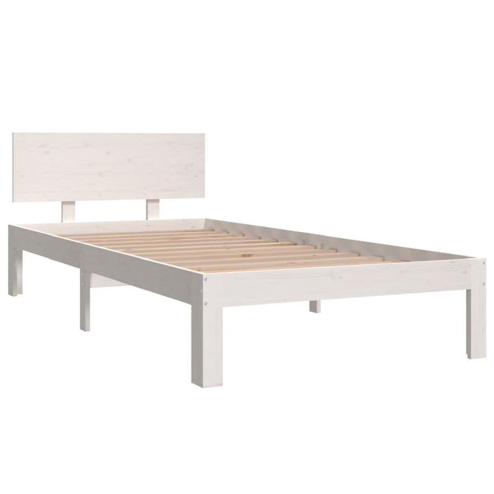 sengestel 90x200 cm massivt fyrretræ hvid