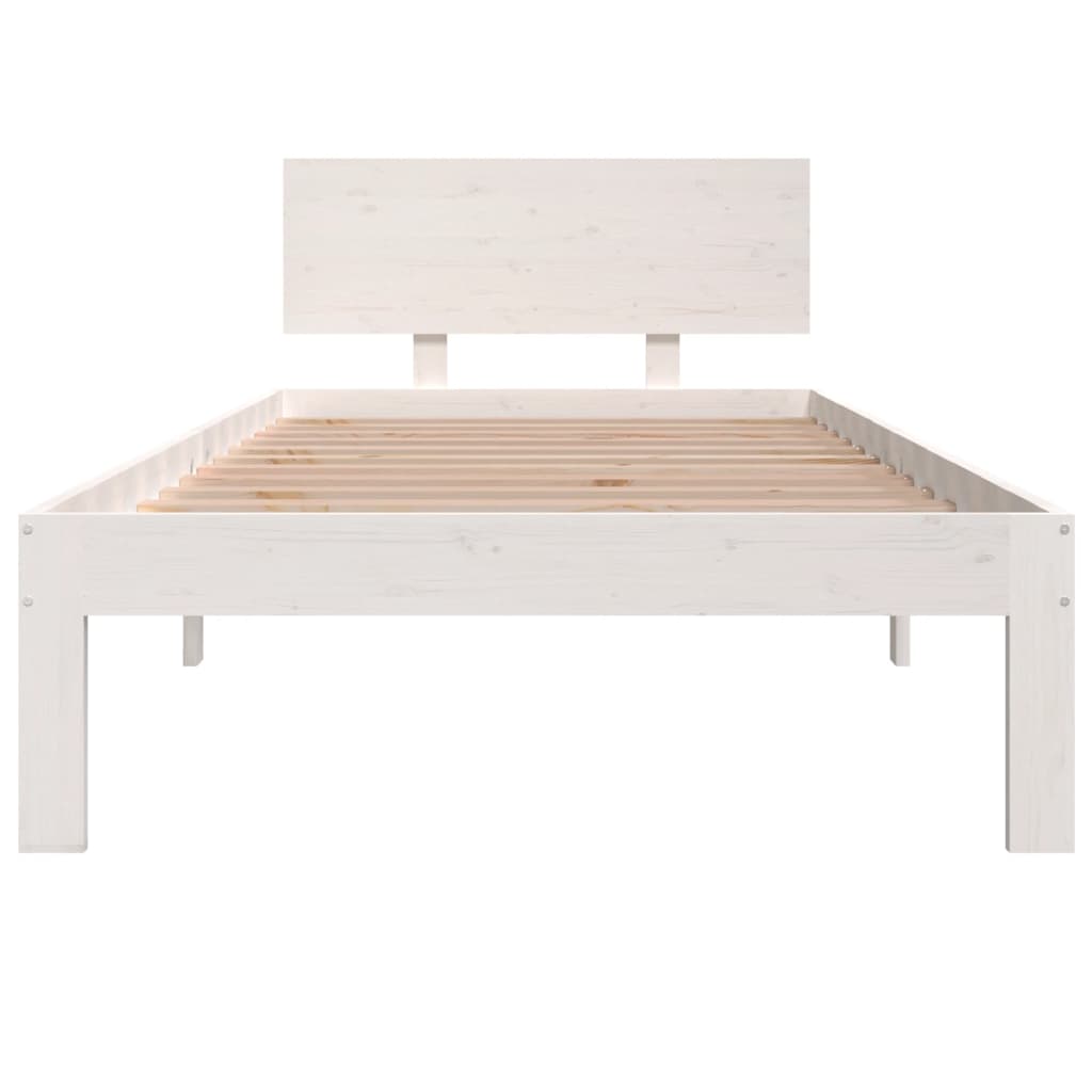 sengestel 90x200 cm massivt fyrretræ hvid