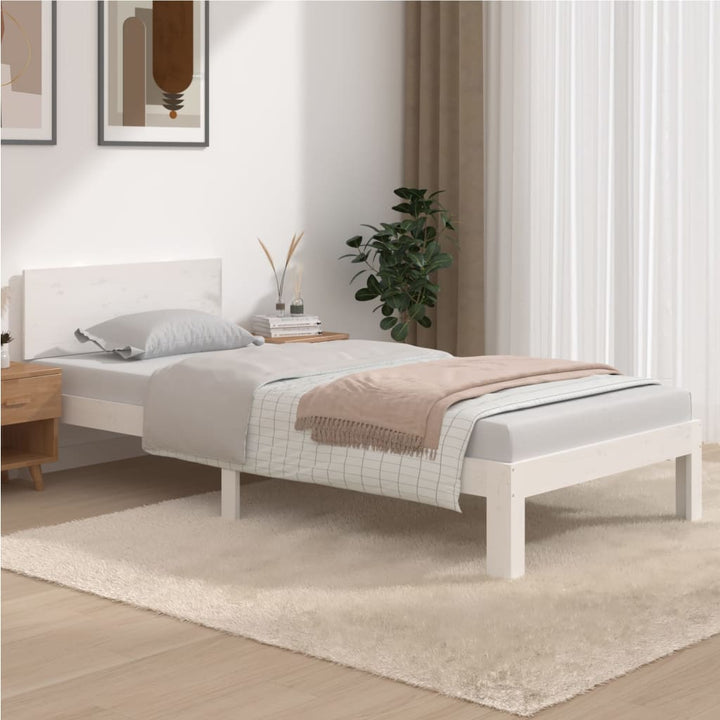 sengestel 90x200 cm massivt fyrretræ hvid