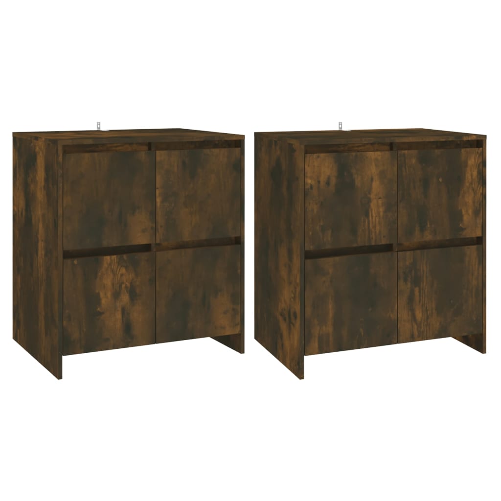 skænke 2 stk. 70x41x75 cm konstrueret træ røget egetræsfarve