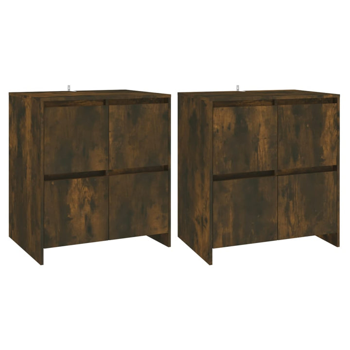 skænke 2 stk. 70x41x75 cm konstrueret træ røget egetræsfarve