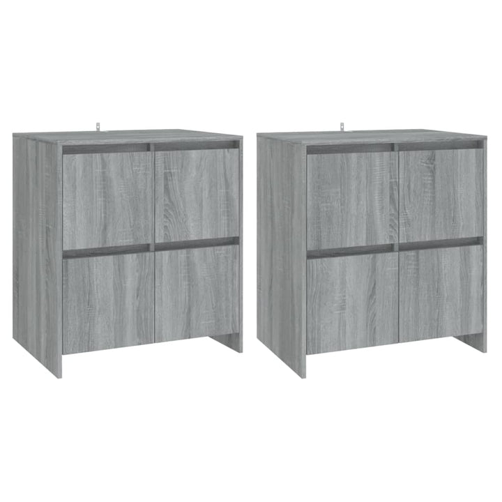 skænke 2 stk. 70x41x75 cm konstrueret træ grå sonoma-eg