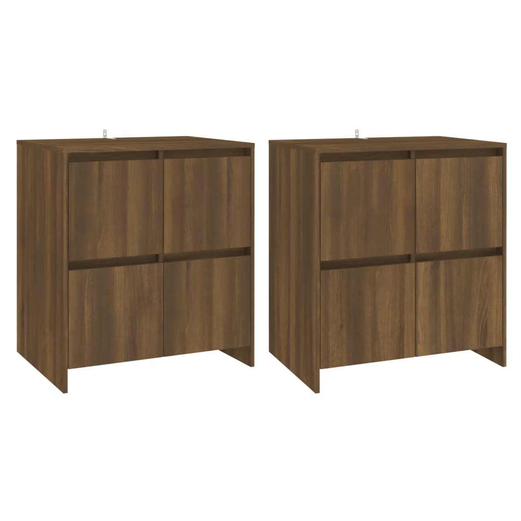 skænke 2 stk. 70x41x75 cm konstrueret træ brun egetræsfarve