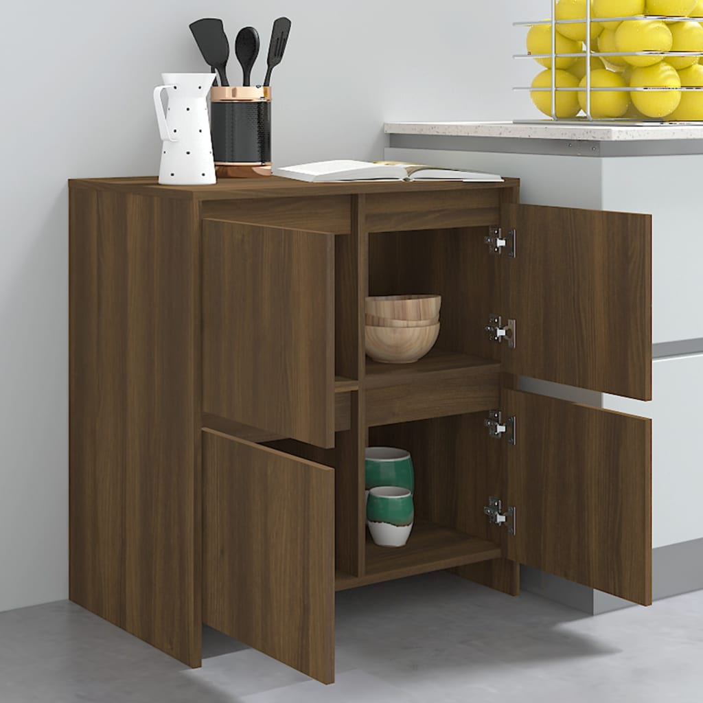 skænke 2 stk. 70x41x75 cm konstrueret træ brun egetræsfarve