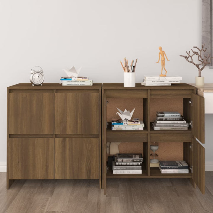 skænke 2 stk. 70x41x75 cm konstrueret træ brun egetræsfarve