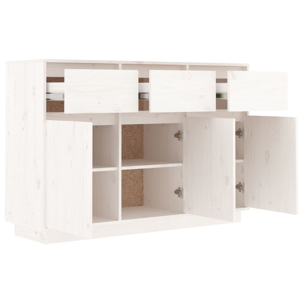skænk 110x34x75 cm massivt fyrretræ hvid