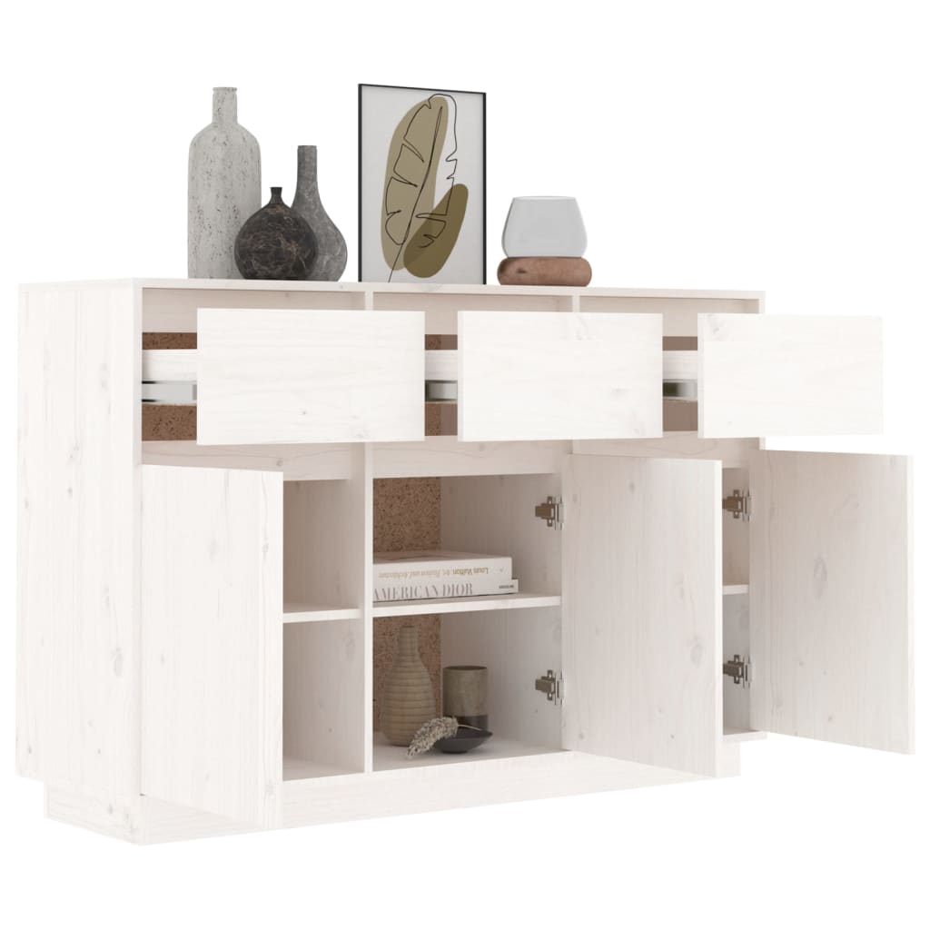 skænk 110x34x75 cm massivt fyrretræ hvid