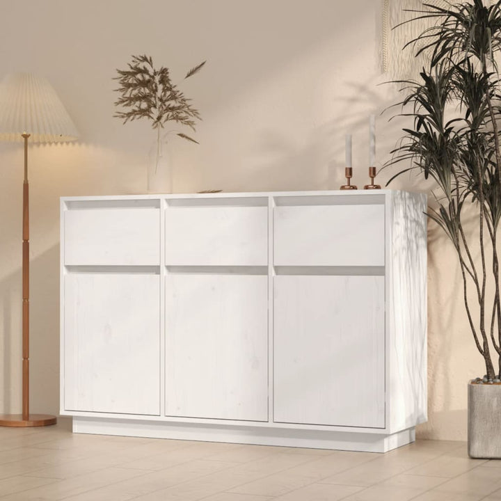 skænk 110x34x75 cm massivt fyrretræ hvid