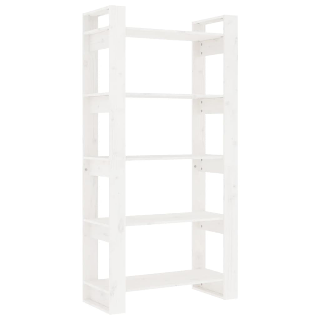 bogreol/rumdeler 80x35x160 cm massivt fyrretræ hvid