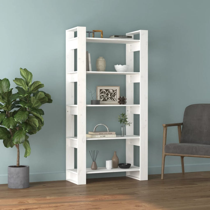 bogreol/rumdeler 80x35x160 cm massivt fyrretræ hvid