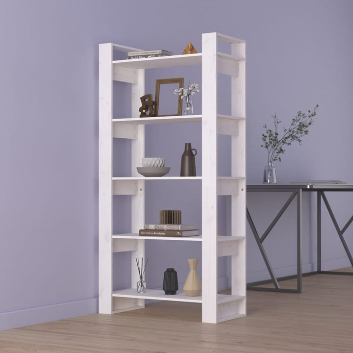 bogreol/rumdeler 80x35x160 cm massivt fyrretræ hvid