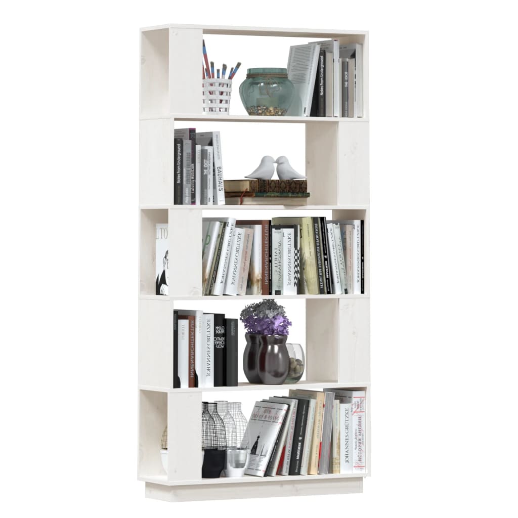 bogreol/rumdeler 80x25x163,5 cm massivt fyrretræ hvid