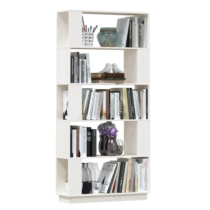 bogreol/rumdeler 80x25x163,5 cm massivt fyrretræ hvid