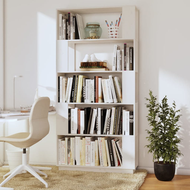 bogreol/rumdeler 80x25x163,5 cm massivt fyrretræ hvid