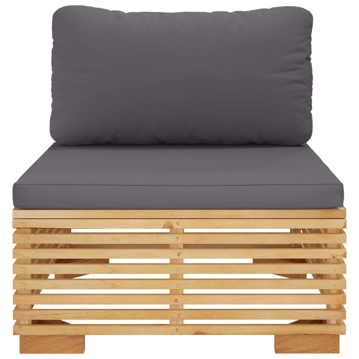 midtermodul til havesofa med mørkegrå hynder massivt teak