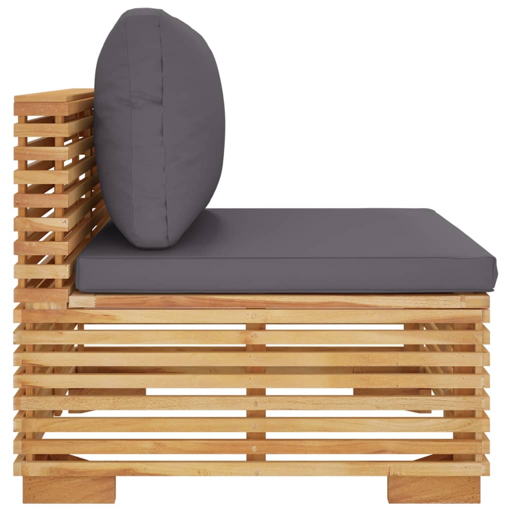 midtermodul til havesofa med mørkegrå hynder massivt teak