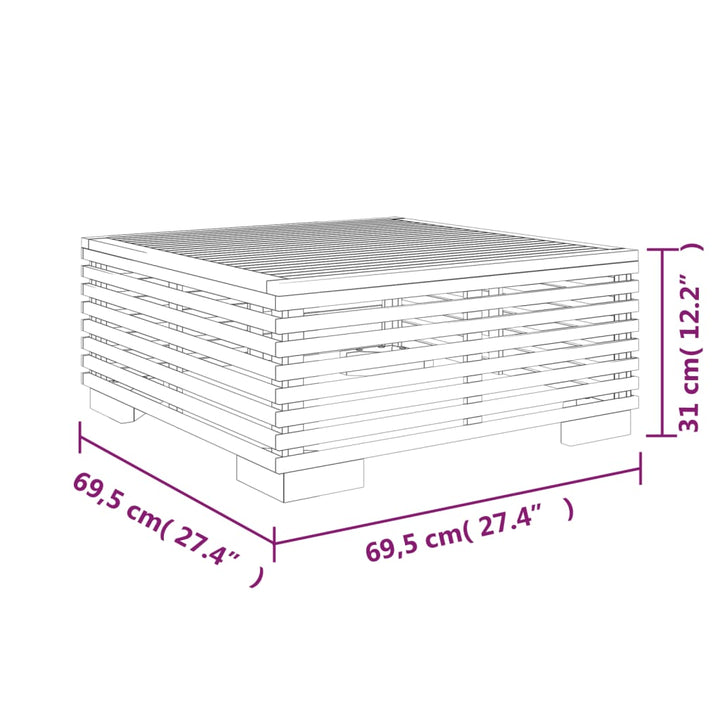 sofabord til haven 69,5x69,5x31 cm massivt teaktræ