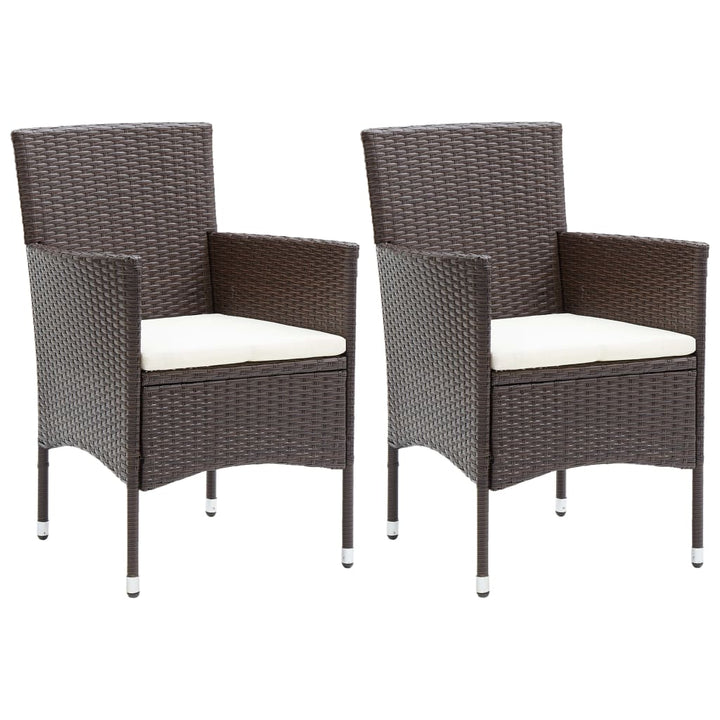 spisebordsstole til haven 2 stk. polyrattan brun