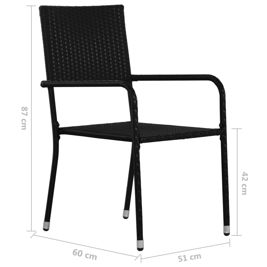 havestole 4 stk. stabelbare polyrattan sort