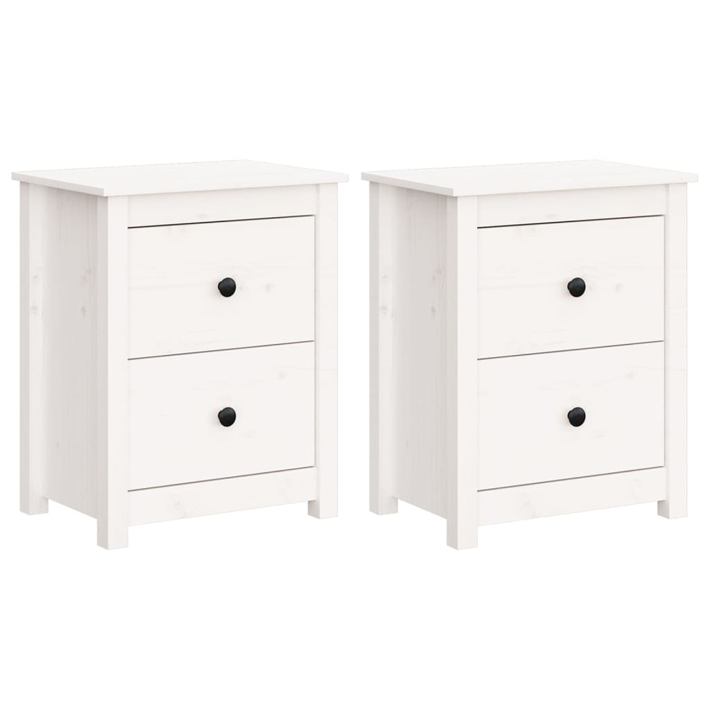 sengeborde 2 stk. 50x35x61,5 cm massivt fyrretræ hvid