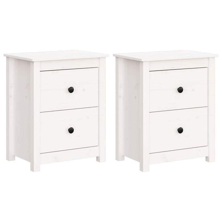 sengeborde 2 stk. 50x35x61,5 cm massivt fyrretræ hvid