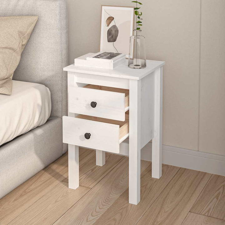 sengeborde 2 stk. 40x35x61,5 cm massivt fyrretræ hvid