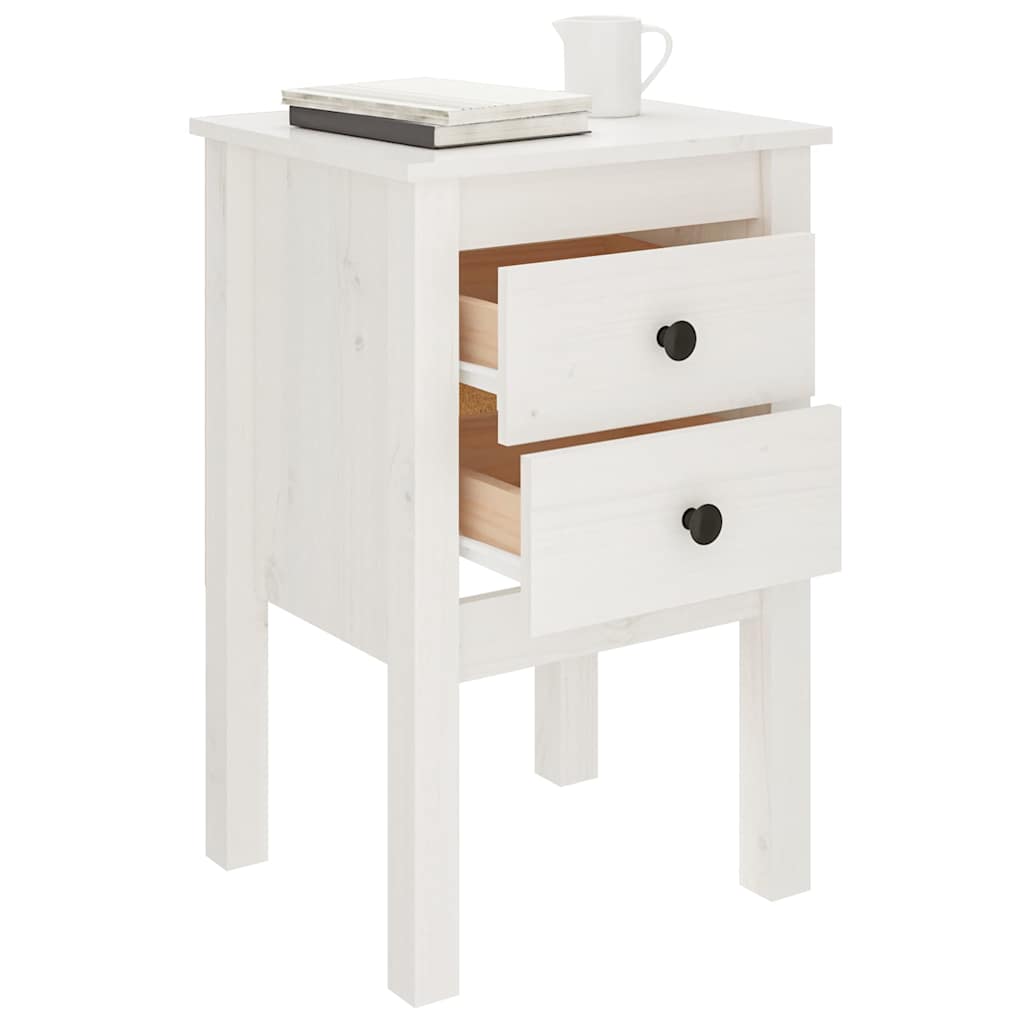 sengeborde 2 stk. 40x35x61,5 cm massivt fyrretræ hvid