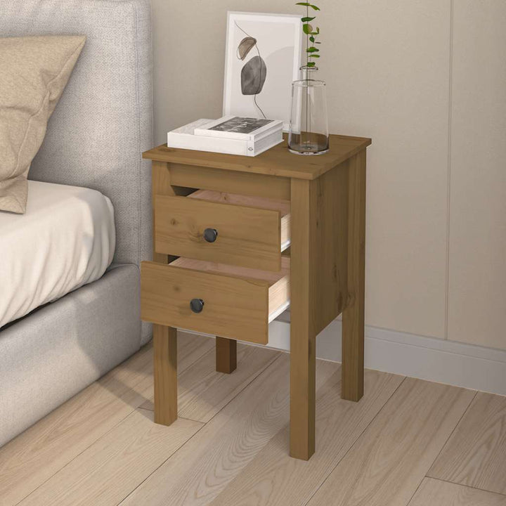 sengeborde 2 stk. 40x35x61,5cm massivt fyrretræ gyldenbrun
