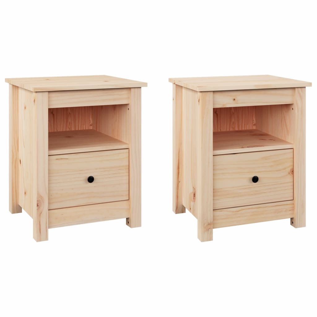 sengeborde 2 stk. 40x35x49 cm massivt fyrretræ