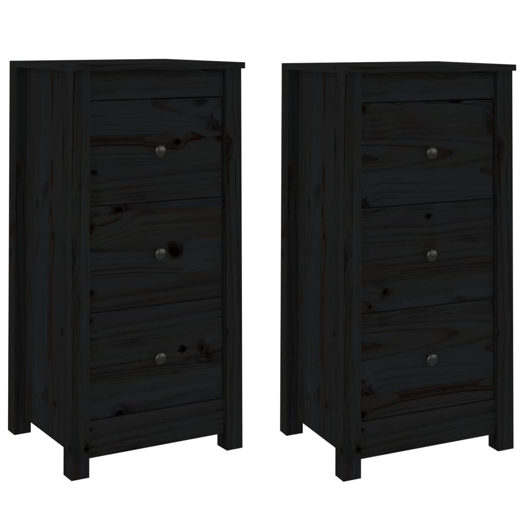 skænke 2 stk. 40x35x80 cm massivt fyrretræ sort