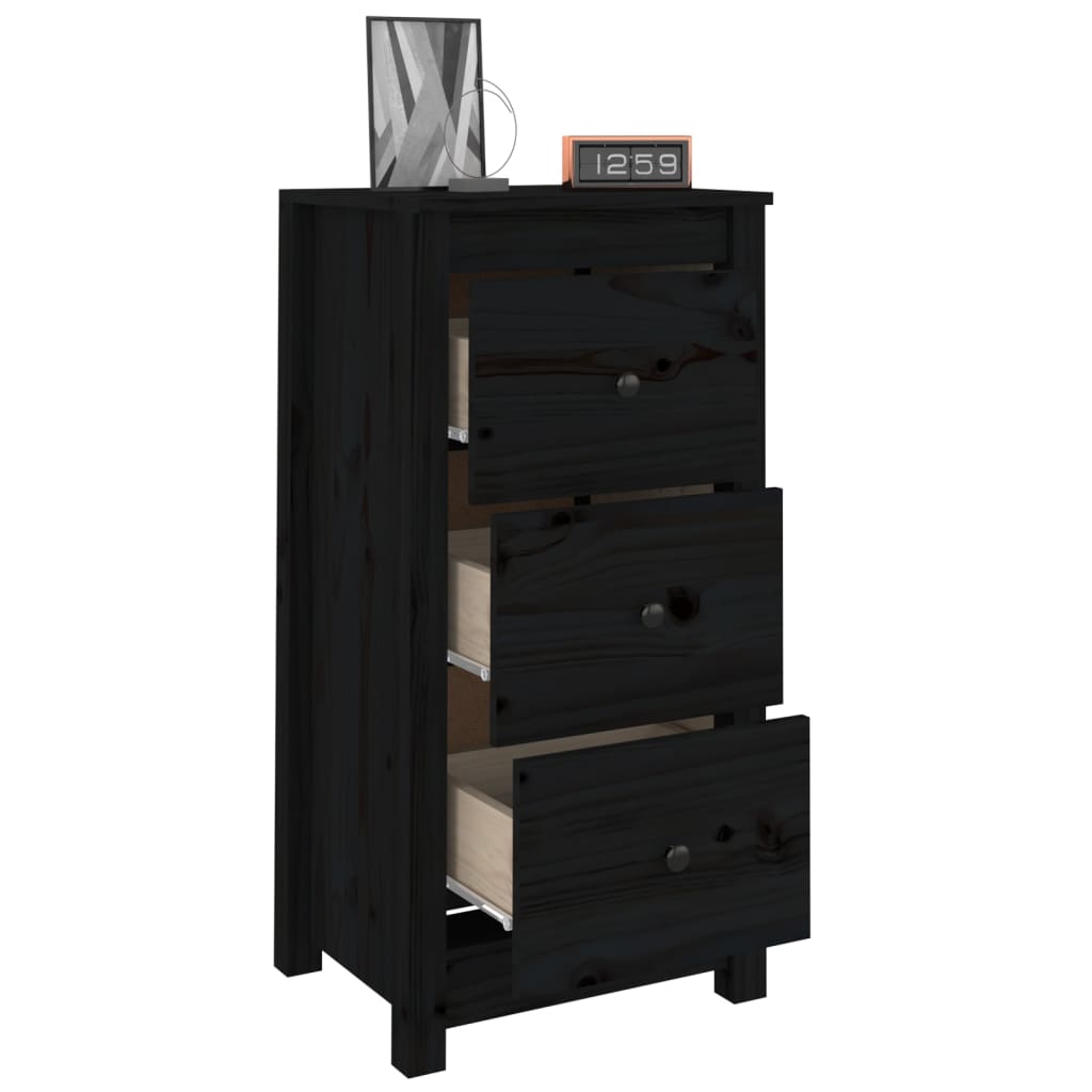 skænke 2 stk. 40x35x80 cm massivt fyrretræ sort