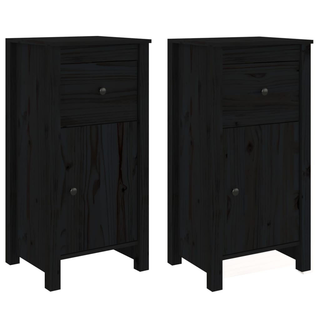 skænke 2 stk. 40x35x80 cm massivt fyrretræ sort