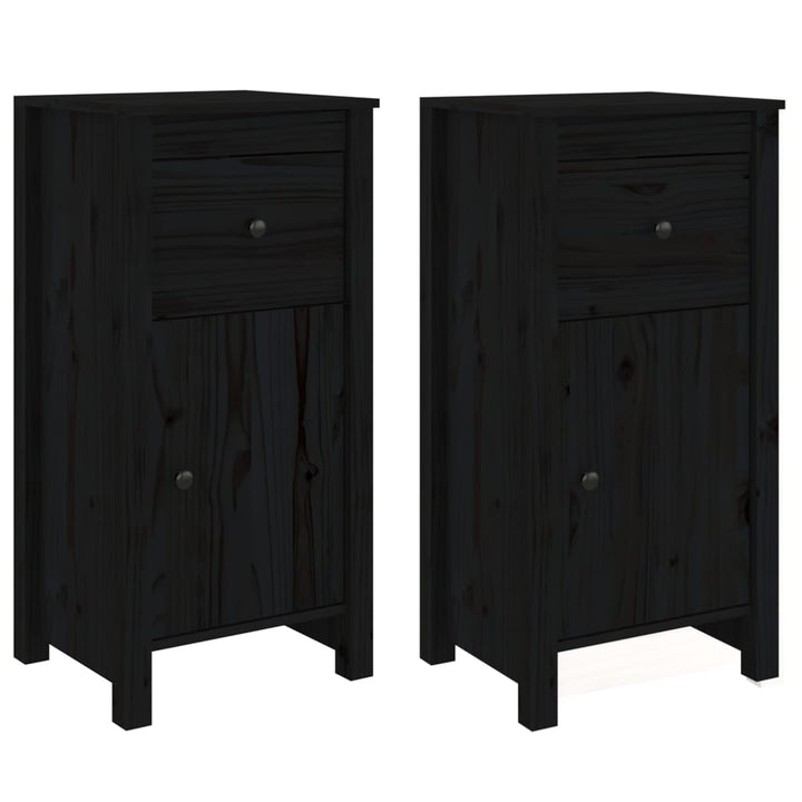 skænke 2 stk. 40x35x80 cm massivt fyrretræ sort