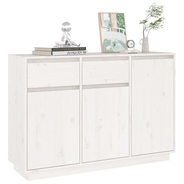 skænk 110x34x75 cm massivt fyrretræ hvid