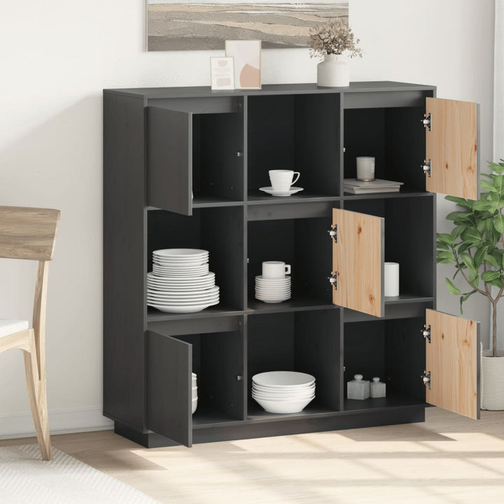højskab 110,5x35x117 cm massivt fyrretræ grå