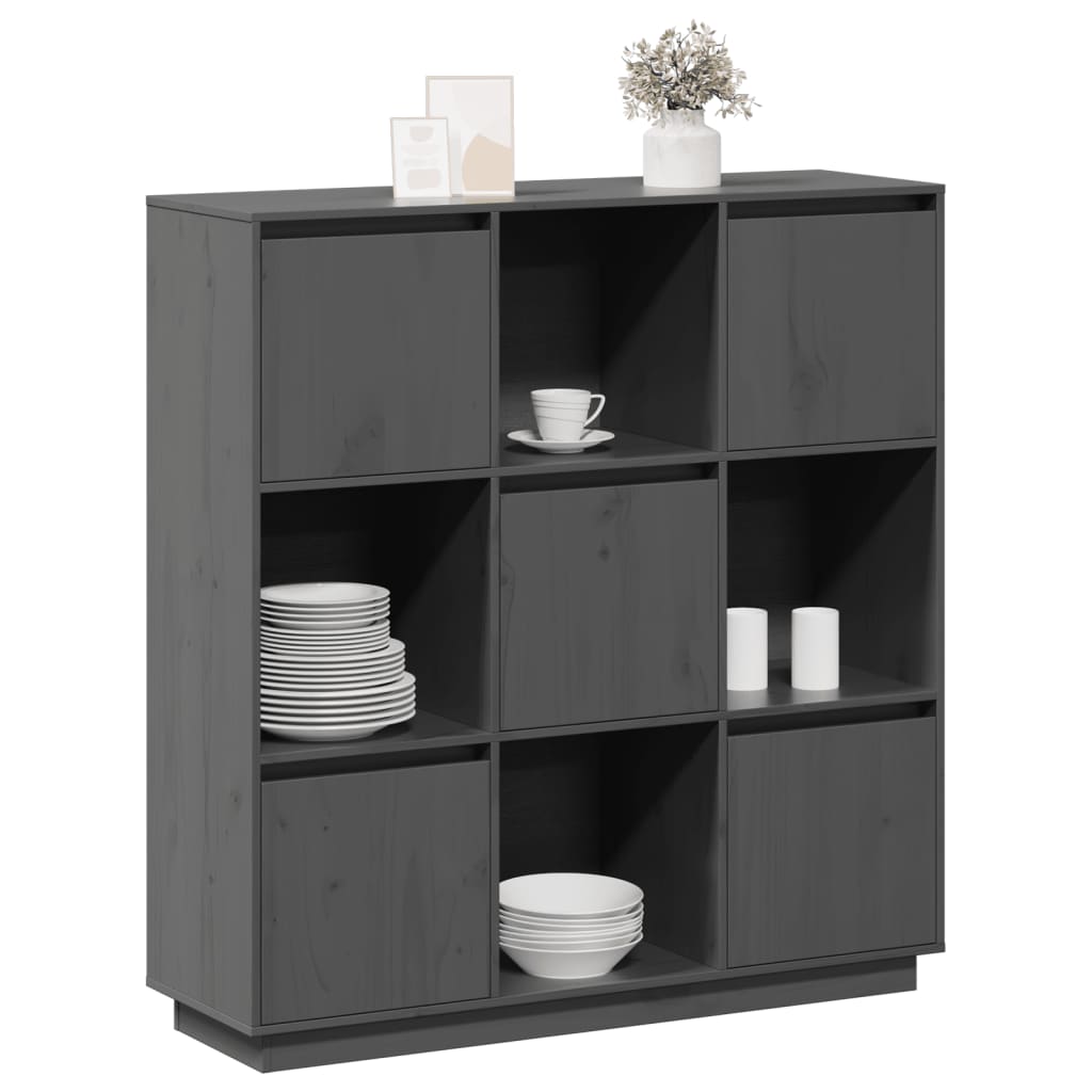 højskab 110,5x35x117 cm massivt fyrretræ grå