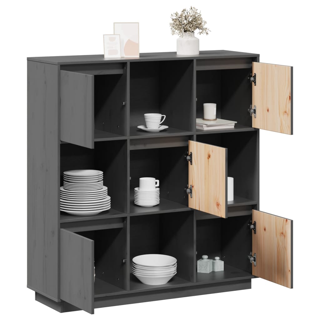 højskab 110,5x35x117 cm massivt fyrretræ grå