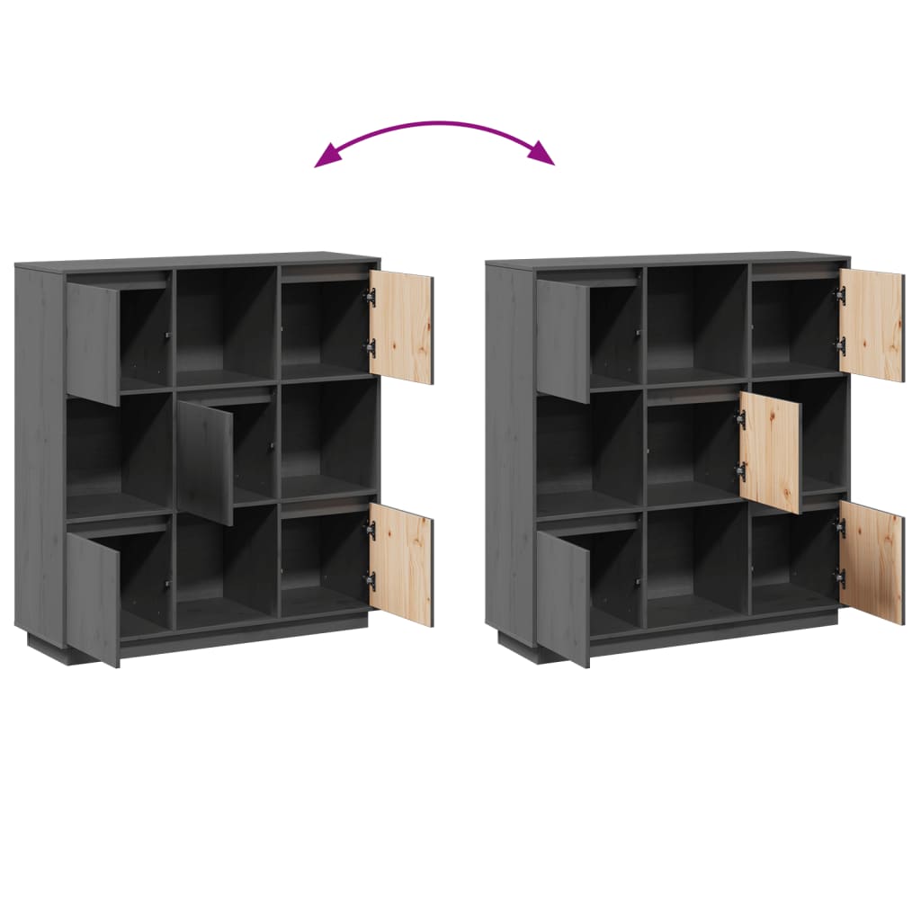 højskab 110,5x35x117 cm massivt fyrretræ grå