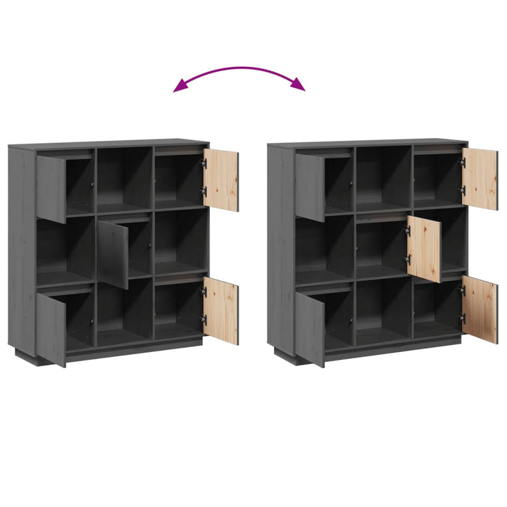 højskab 110,5x35x117 cm massivt fyrretræ grå