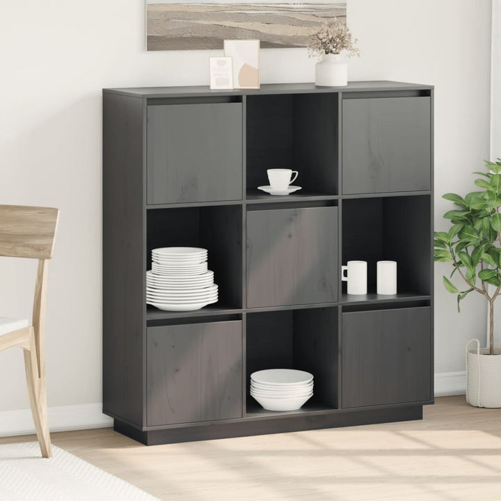 højskab 110,5x35x117 cm massivt fyrretræ grå