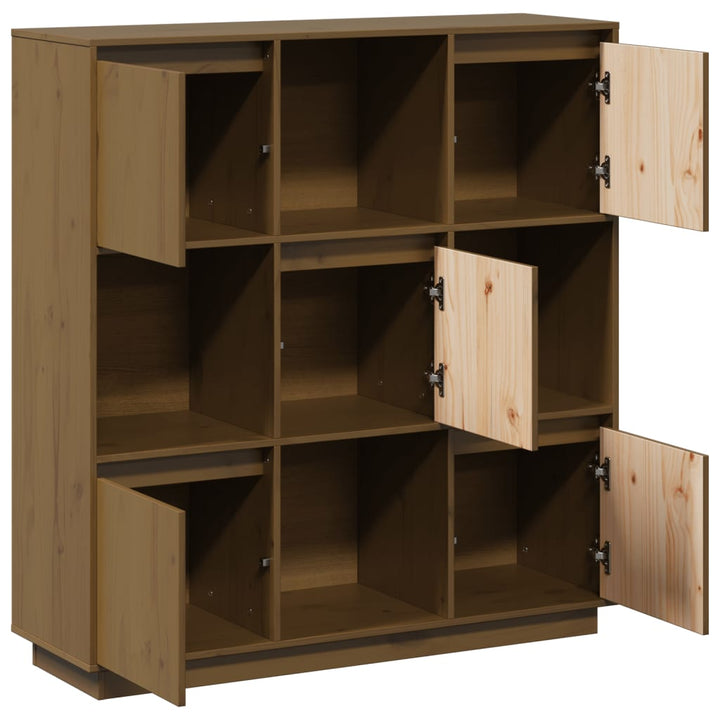 højskab 110,5x35x117 cm massivt fyrretræ gyldenbrun