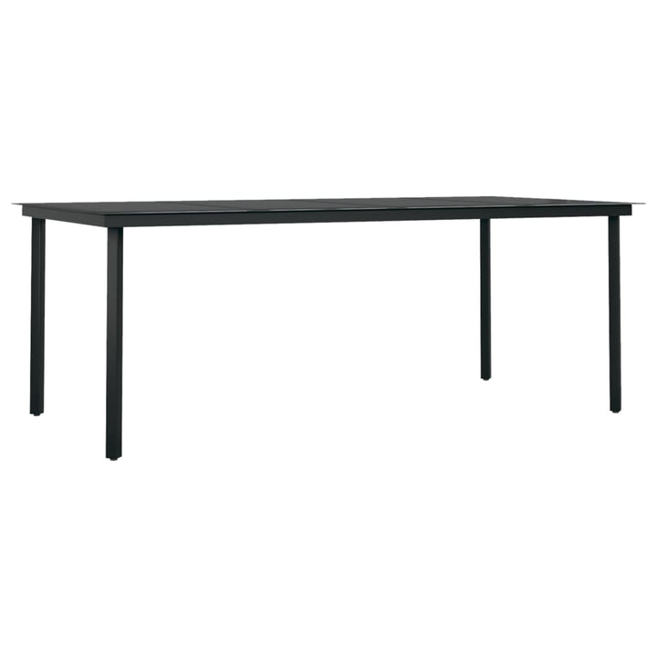 havebord 200x100x74 cm stål og glas sort