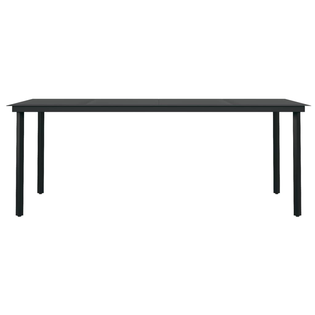 havebord 200x100x74 cm stål og glas sort