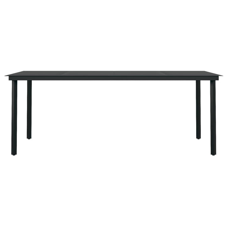 havebord 200x100x74 cm stål og glas sort