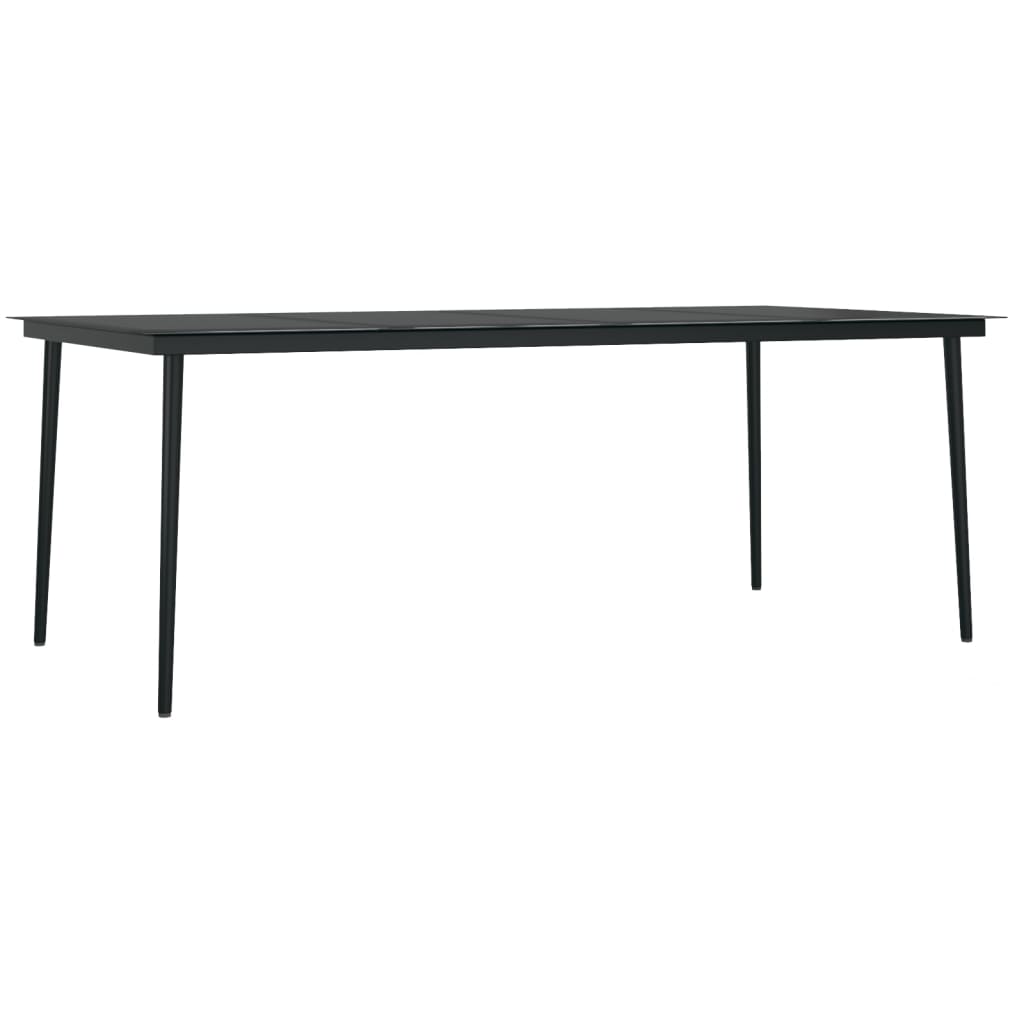 havebord 200x100x74 cm stål og glas sort