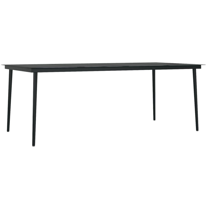 havebord 200x100x74 cm stål og glas sort